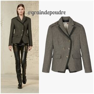 Rare! Zara Srpls Special Edition Green Gray Wool Flannel Military Blazer S